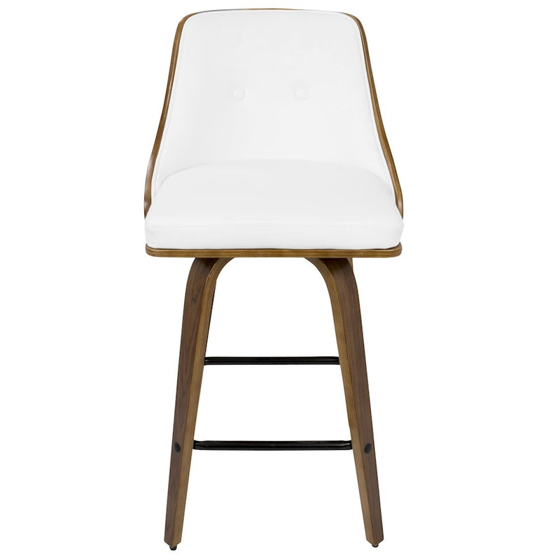 LumiSource Gianna Counter Stool Set/2 | Mid-Century Walnut Wood, White PU & Black Metal | Kitchen Island & Bar Seating | Model B26-GNN2-SWVXWLW2