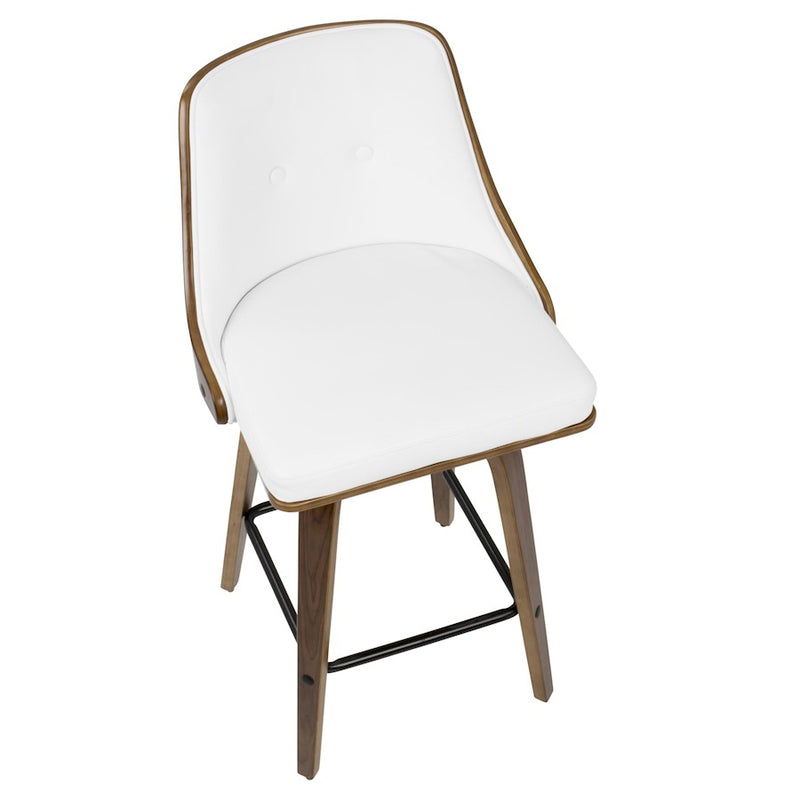 LumiSource Gianna Counter Stool, Set of 2, Walnut/White/Black