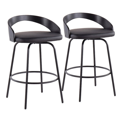 LumiSource Grotto Claire Counter Stool, Set/2, Black - B26-GRTCLAIRE2-SWVQBKBK2