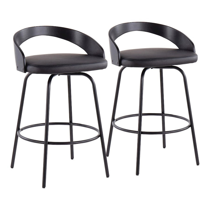 LumiSource Grotto Claire Counter Stool, Set/2, Black - B26-GRTCLAIRE2-SWVQBKBK2