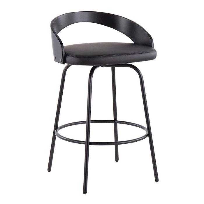LumiSource Grotto Claire Counter Stool, Set of 2, Black