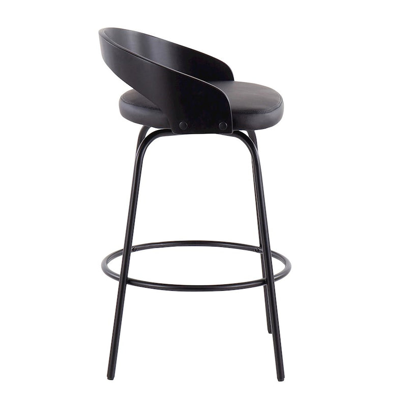 LumiSource Grotto Claire Counter Stool, Set of 2, Black