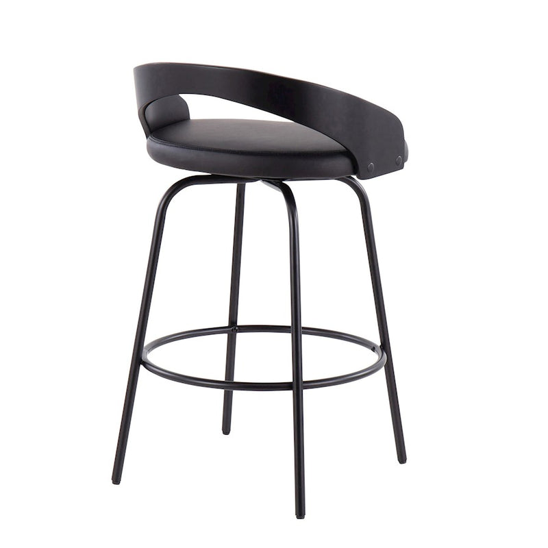 LumiSource Grotto Claire Counter Stool, Set of 2, Black