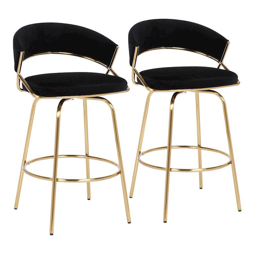 LumiSource Jie Counter Stool, Set of 2, Gold/Black - B26-JIECLAIRE-G2AUVBK2
