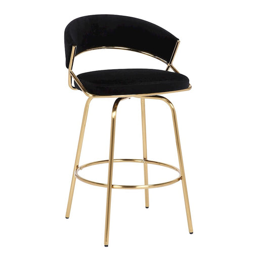 LumiSource Jie Counter Stool, Set of 2, Gold/Black