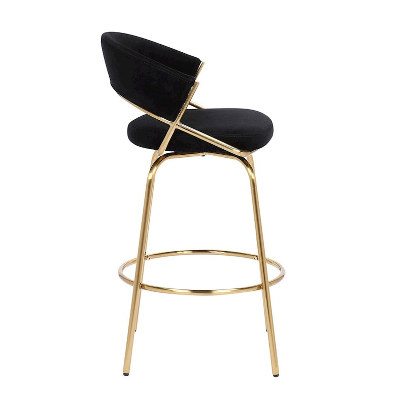 LumiSource Jie Counter Stool, Set of 2, Gold/Black