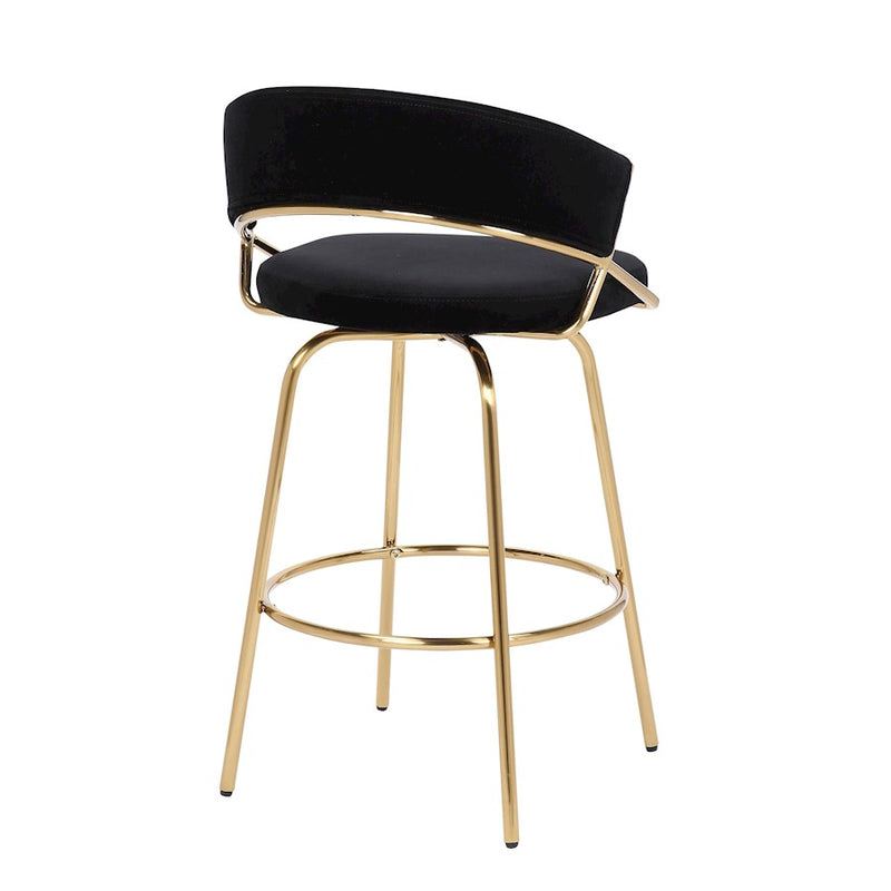 LumiSource Jie Counter Stool, Set of 2, Gold/Black