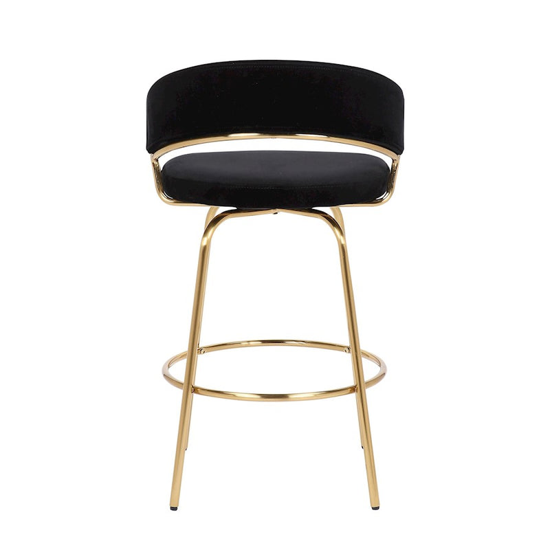 LumiSource Jie Counter Stool, Set of 2, Gold/Black