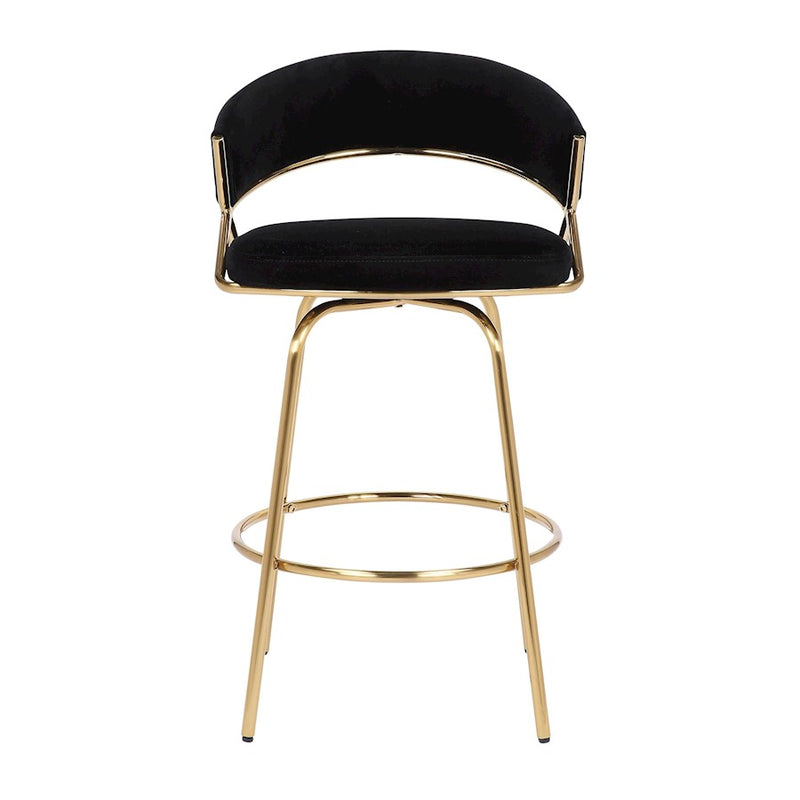 LumiSource Jie Counter Stool, Set of 2, Gold/Black