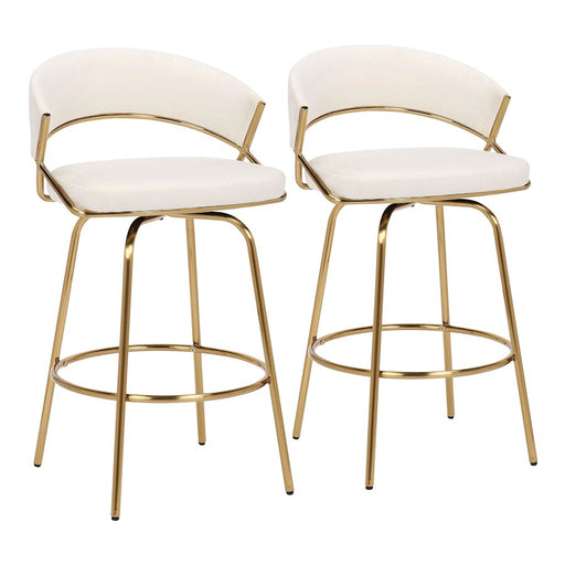 LumiSource Jie Counter Stool, Set of 2, Gold/Cream - B26-JIECLAIRE-G2AUVCR2