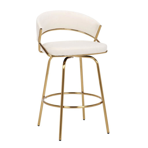 LumiSource Jie Counter Stool, Set of 2, Gold/Cream