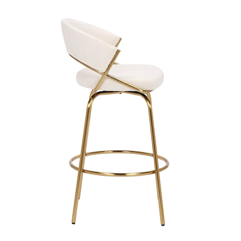 LumiSource Jie Counter Stool, Set of 2, Gold/Cream