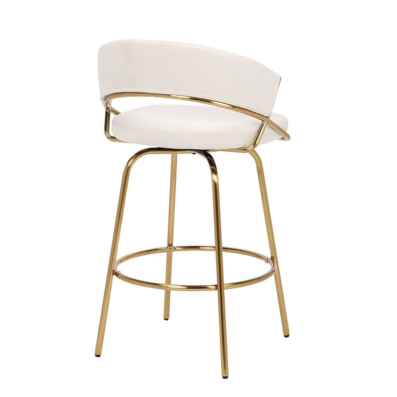 LumiSource Jie Counter Stool, Set of 2, Gold/Cream