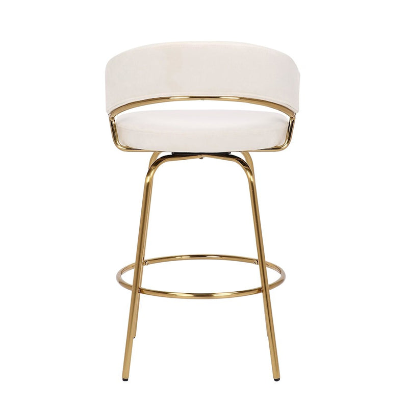 LumiSource Jie Counter Stool, Set of 2, Gold/Cream