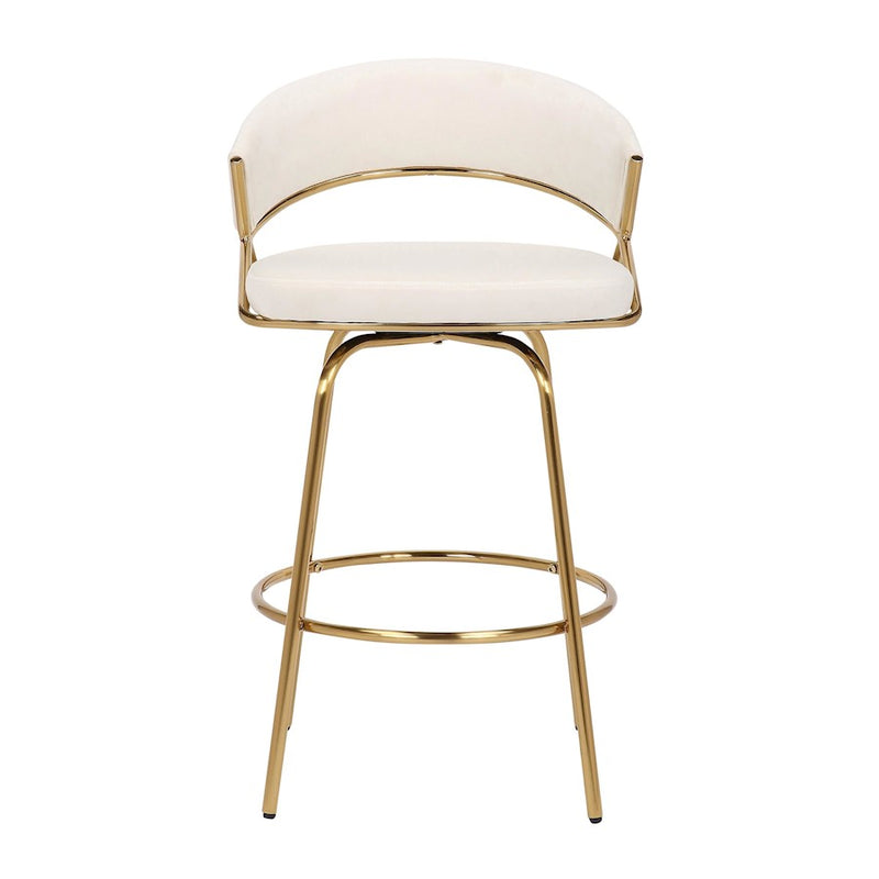 LumiSource Jie Counter Stool Set/2 | Glam Gold Metal & Cream Velvet | Kitchen Island & Bar Seating | 23 x 23 x 35.75 in | Model B26-JIECLAIRE-G2AUVCR2