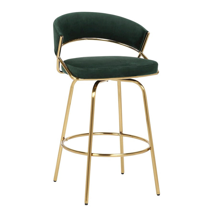 LumiSource Jie Counter Stool, Set of 2, Gold/Green