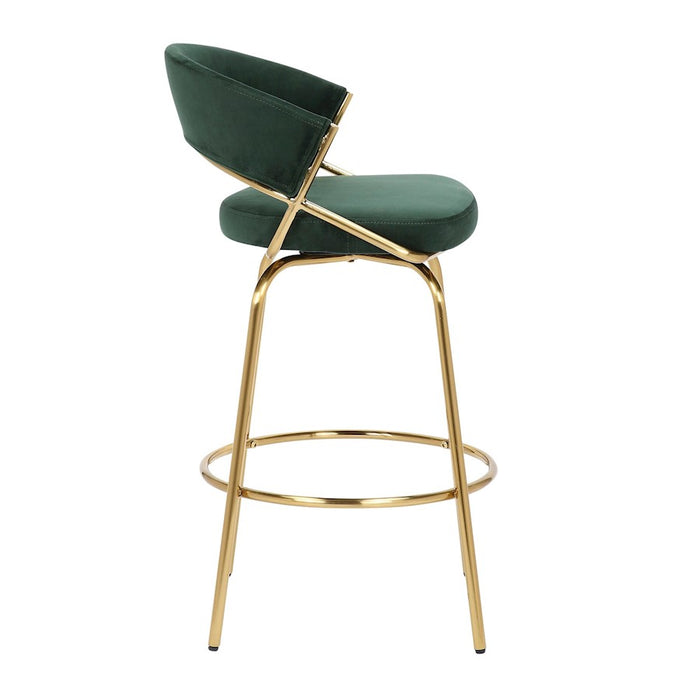 LumiSource Jie Counter Stool, Set of 2, Gold/Green