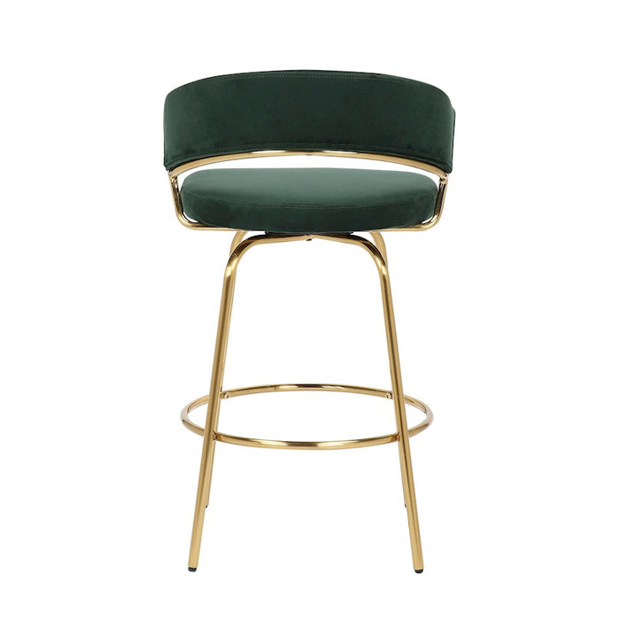 LumiSource Jie Counter Stool, Set of 2, Gold/Green