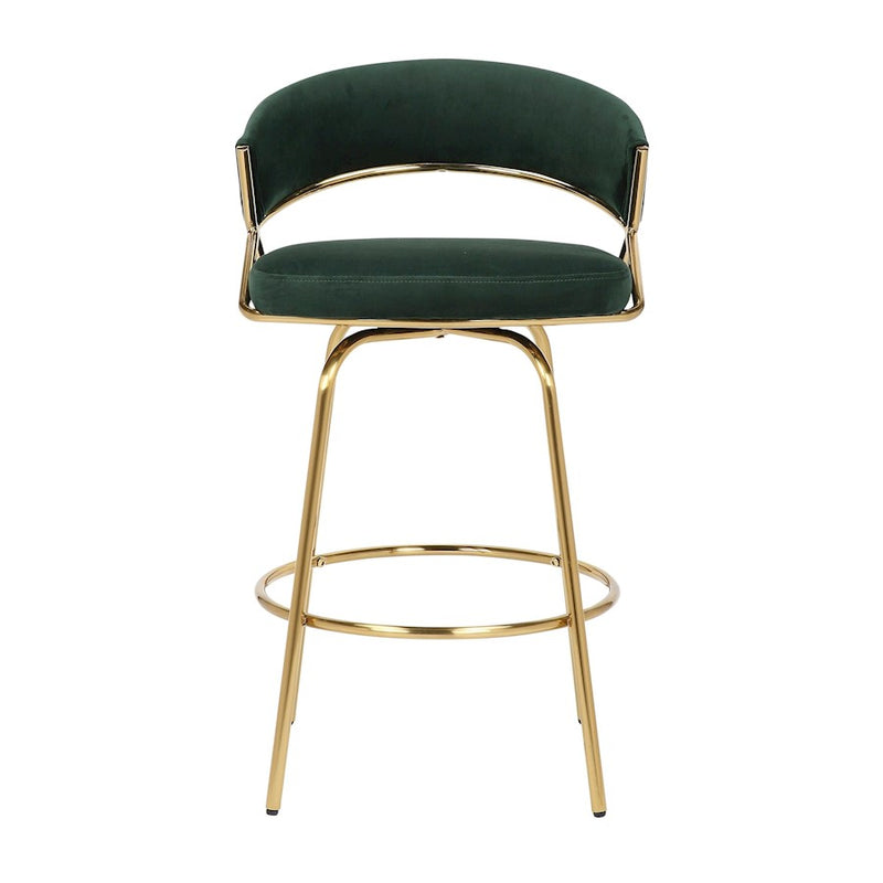 LumiSource Jie Counter Stool, Set of 2, Gold/Green
