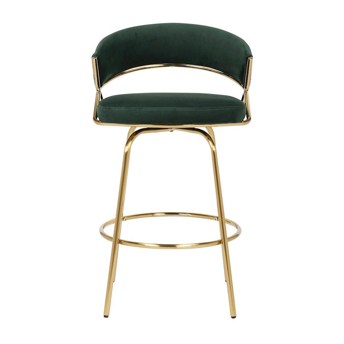 LumiSource Jie Counter Stool, Set of 2, Gold/Green