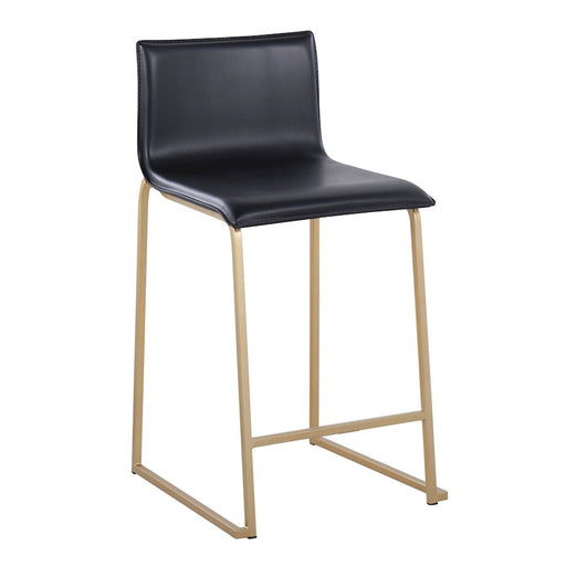 LumiSource Mara Counter Stool, Set of 2, Gold Metal/Black PU
