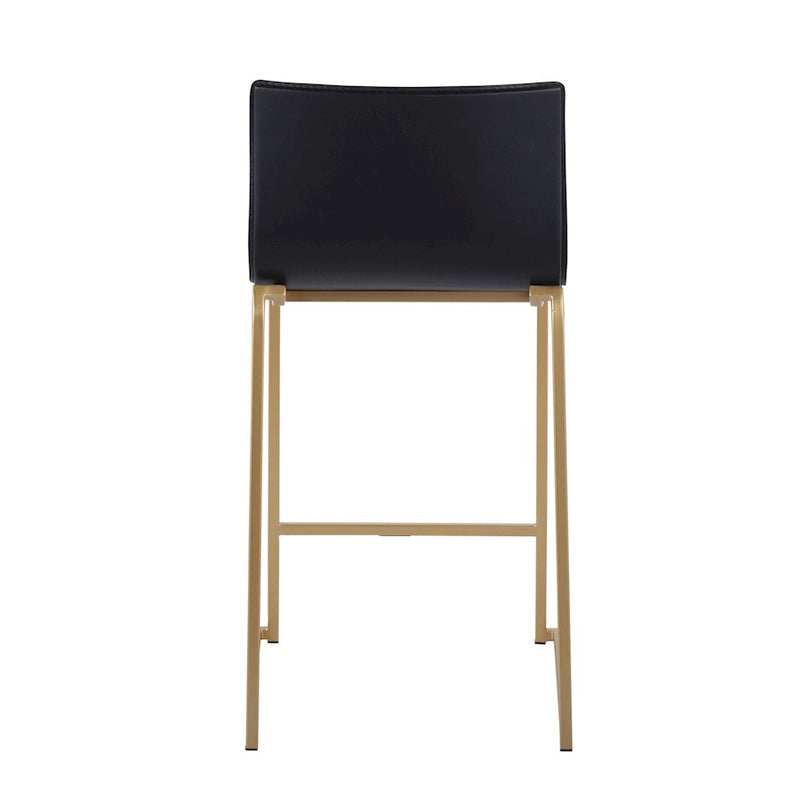 LumiSource Mara Counter Stool Set/2 | Contemporary Gold Metal & Black PU | Kitchen Island & Dining Area Seating | Model B26-MARAUPAUBK2