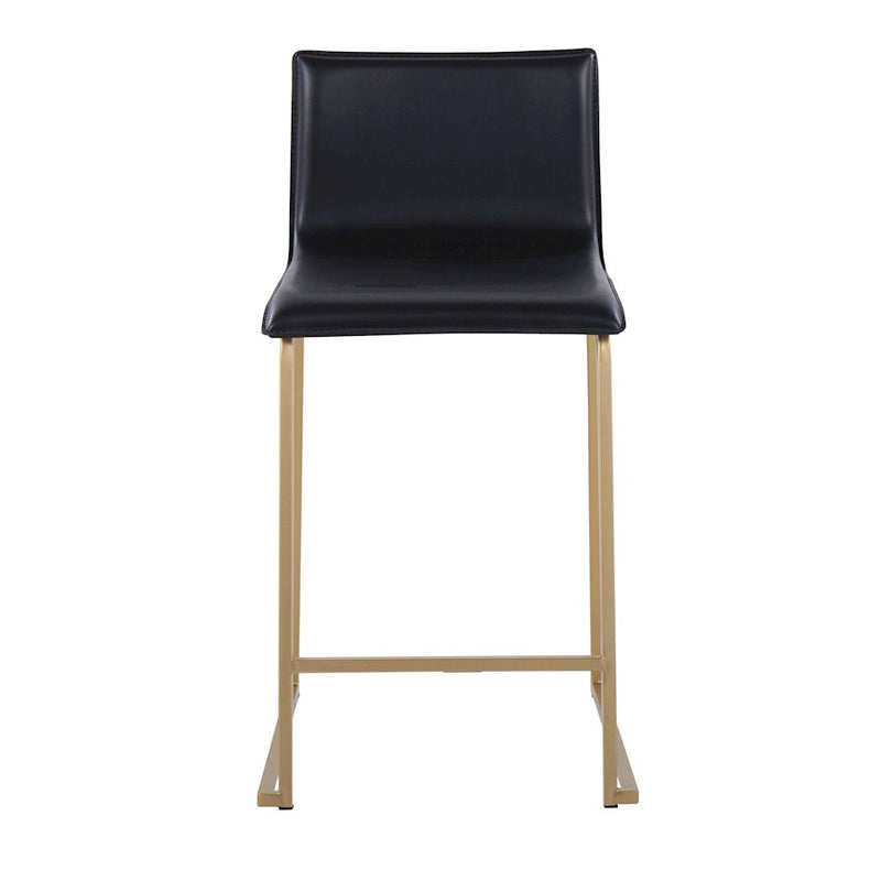 LumiSource Mara Counter Stool Set/2 | Contemporary Gold Metal & Black PU | Kitchen Island & Dining Area Seating | Model B26-MARAUPAUBK2