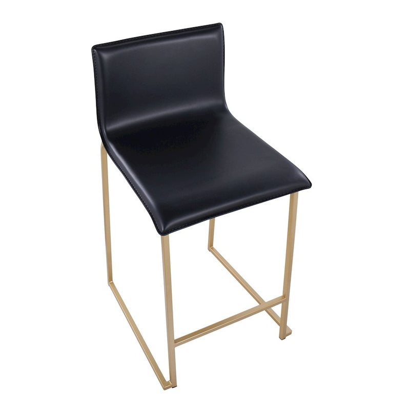 LumiSource Mara Counter Stool Set/2 | Contemporary Gold Metal & Black PU | Kitchen Island & Dining Area Seating | Model B26-MARAUPAUBK2