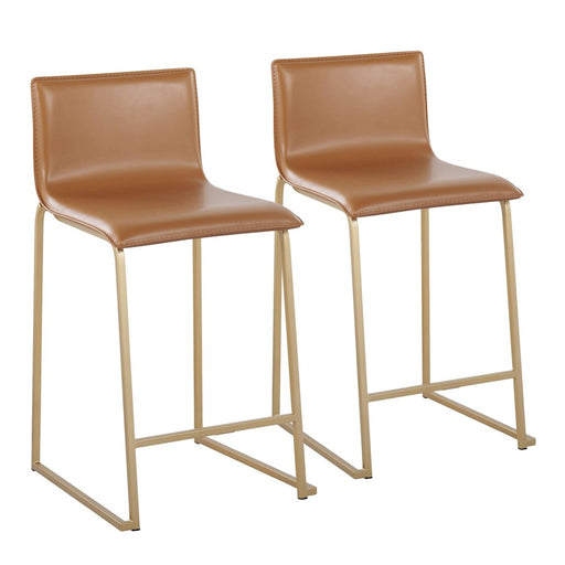 LumiSource Mara Counter Stool, Set of 2, Gold Metal/Camel PU - B26-MARAUPAUCAM2