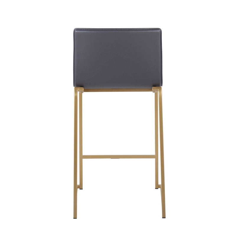 LumiSource Mara Counter Stool, Set of 2, Gold Metal/Grey PU