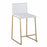 LumiSource Mara Counter Stool, Set of 2, Gold Metal/White PU