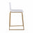 LumiSource Mara Counter Stool, Set of 2, Gold Metal/White PU