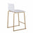 LumiSource Mara Counter Stool, Set of 2, Gold Metal/White PU