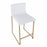 LumiSource Mara Counter Stool, Set of 2, Gold Metal/White PU