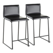 LumiSource Mara Counter Stool Set of 2 | Black Metal and Black PU | Kitchen Island & Dining Room Seating | 19 x 17.5 x 34.5 in | Model B26-MARAUPBKBK2
