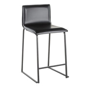 LumiSource Mara Counter Stool Set of 2 | Black Metal and Black PU | Kitchen Island & Dining Room Seating | 19 x 17.5 x 34.5 in | Model B26-MARAUPBKBK2