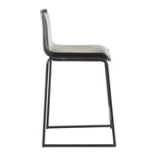 LumiSource Mara Counter Stool Set of 2 | Black Metal and Black PU | Kitchen Island & Dining Room Seating | 19 x 17.5 x 34.5 in | Model B26-MARAUPBKBK2