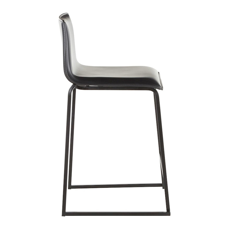 LumiSource Mara Counter Stool Set of 2 | Black Metal and Black PU | Kitchen Island & Dining Room Seating | 19 x 17.5 x 34.5 in | Model B26-MARAUPBKBK2