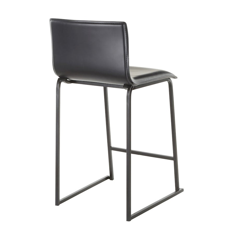 LumiSource Mara Counter Stool Set of 2 | Black Metal and Black PU | Kitchen Island & Dining Room Seating | 19 x 17.5 x 34.5 in | Model B26-MARAUPBKBK2