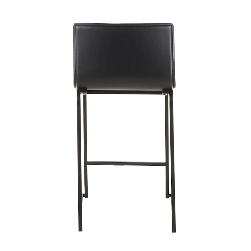 LumiSource Mara Counter Stool Set of 2 | Black Metal and Black PU | Kitchen Island & Dining Room Seating | 19 x 17.5 x 34.5 in | Model B26-MARAUPBKBK2