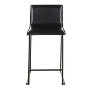 LumiSource Mara Counter Stool Set of 2 | Black Metal and Black PU | Kitchen Island & Dining Room Seating | 19 x 17.5 x 34.5 in | Model B26-MARAUPBKBK2