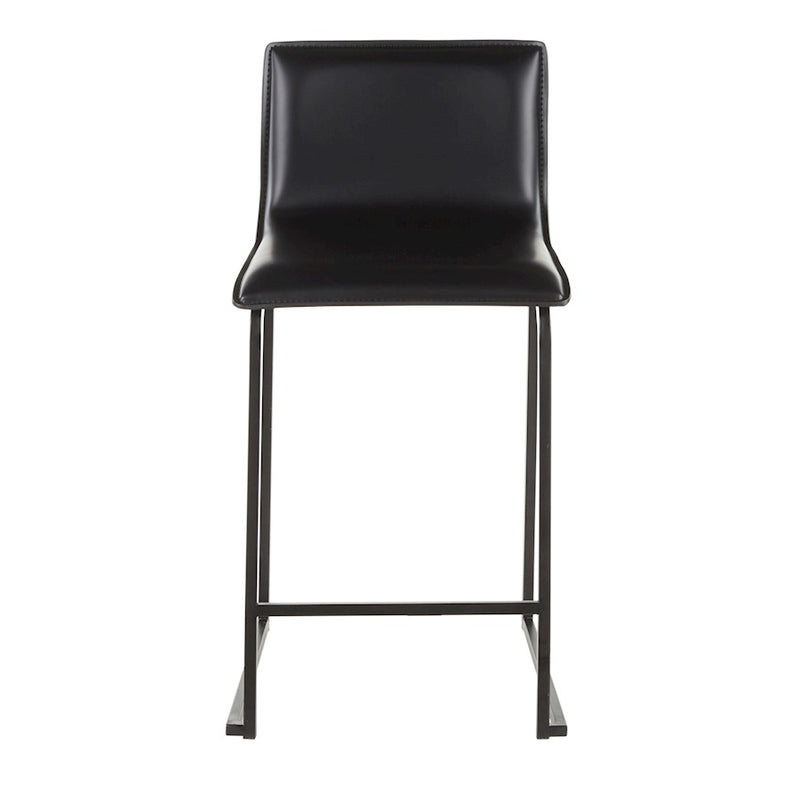 LumiSource Mara Counter Stool Set of 2 | Black Metal and Black PU | Kitchen Island & Dining Room Seating | 19 x 17.5 x 34.5 in | Model B26-MARAUPBKBK2