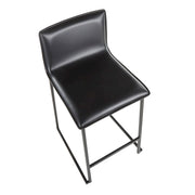LumiSource Mara Counter Stool Set of 2 | Black Metal and Black PU | Kitchen Island & Dining Room Seating | 19 x 17.5 x 34.5 in | Model B26-MARAUPBKBK2