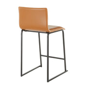 LumiSource Mara 19in Counter Stool Set of 2 | Black Metal and Camel PU Faux Leather | Kitchen Island & Dining Room Seating | Model B26-MARAUPBKCAM2
