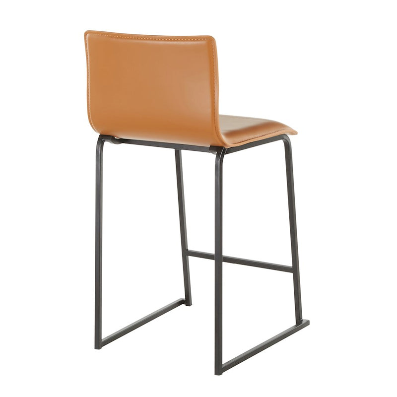 LumiSource Mara 19in Counter Stool Set of 2 | Black Metal and Camel PU Faux Leather | Kitchen Island & Dining Room Seating | Model B26-MARAUPBKCAM2
