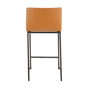 LumiSource Mara 19in Counter Stool Set of 2 | Black Metal and Camel PU Faux Leather | Kitchen Island & Dining Room Seating | Model B26-MARAUPBKCAM2