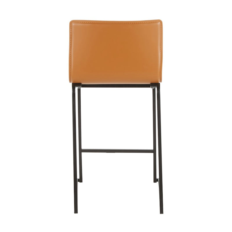 LumiSource Mara 19in Counter Stool Set of 2 | Black Metal and Camel PU Faux Leather | Kitchen Island & Dining Room Seating | Model B26-MARAUPBKCAM2