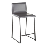 LumiSource Mara Counter Stool Set of 2 | Black Metal and Grey PU Faux Leather | Kitchen Island & Dining Room Seating | Model B26-MARAUPBKGY2