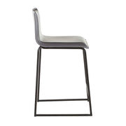 LumiSource Mara Counter Stool Set of 2 | Black Metal and Grey PU Faux Leather | Kitchen Island & Dining Room Seating | Model B26-MARAUPBKGY2