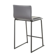 LumiSource Mara Counter Stool Set of 2 | Black Metal and Grey PU Faux Leather | Kitchen Island & Dining Room Seating | Model B26-MARAUPBKGY2